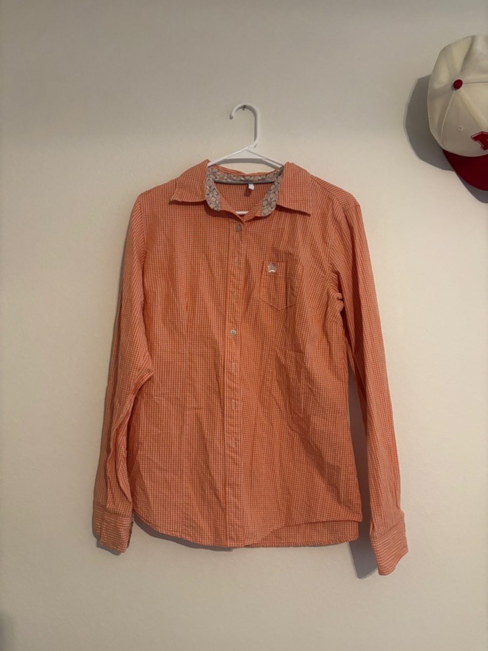 Cinch Orange Gingham Button-Down Shirt